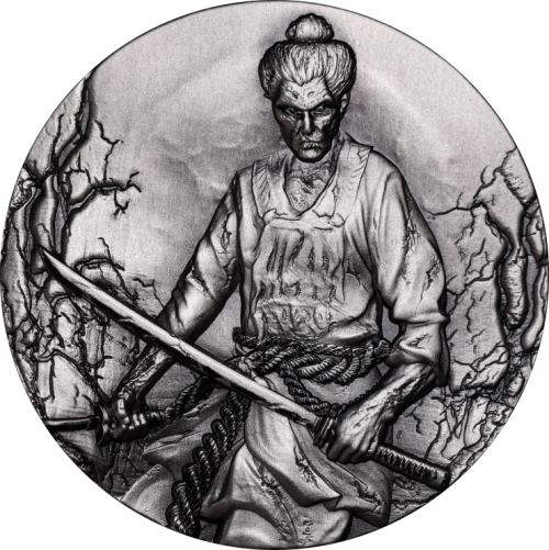 Cameroon 2014 2000 Francs  ZOMBIFIED SAMURAI Glow in the Dark 2 Oz silver coin