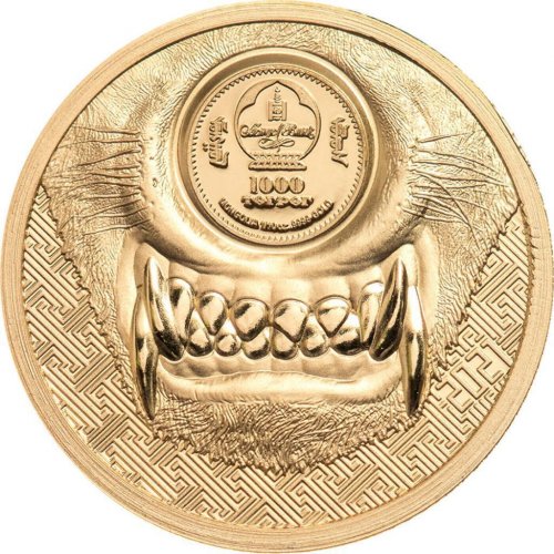 Mongolia 2021 1000 Togrog - Mystic Wolf Gold -1/10 oz Gold coin