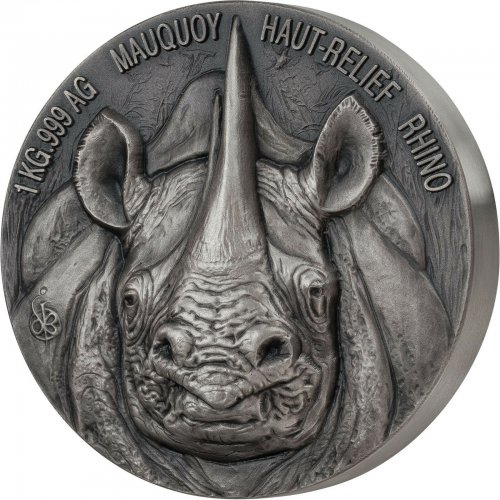 Ivory Coast 2020 10000 Francs RHINO Big Five Mauquoy 1 Kg silver coin