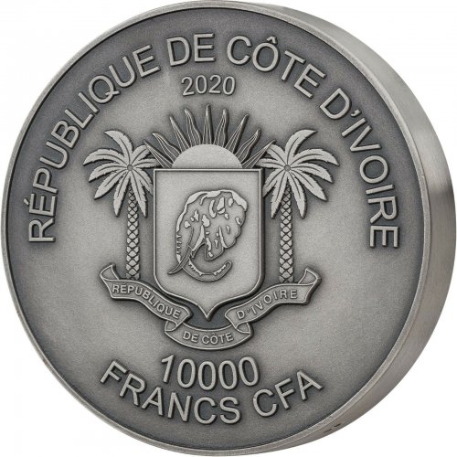 Ivory Coast 2020 10000 Francs RHINO Big Five Mauquoy 1 Kg silver coin