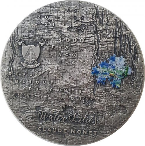 Cameroon 2021 SoPuzzle Art - Claude Monet - Water Lilies 3 Oz silver coin