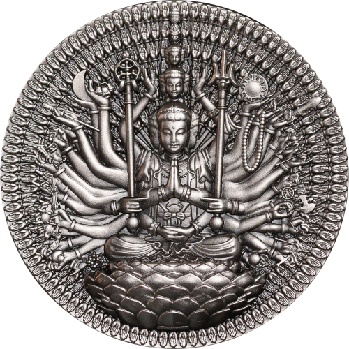 Gabon 2025 2000 Francs Thousand Hand & Eyed Buddha Guan Yin 2 Oz silver coin