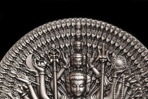 Gabon 2025 2000 Francs Thousand Hand & Eyed Buddha Guan Yin 2 Oz silver coin