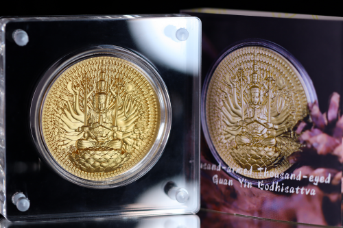 Gabon 2025 2000 Francs Thousand Hand & Eyed Buddha Guan Yin 2 Oz gilded silver coin