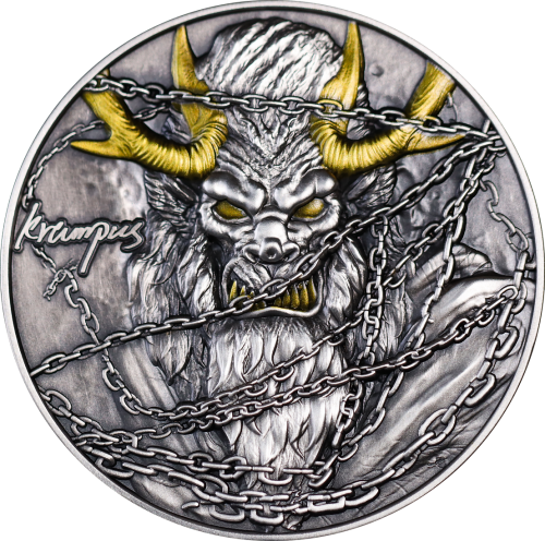 Gabon 2025 3000 Francs KRAMPUS AND SANTA CLAUS 3 Oz silver coin