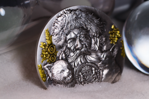 Gabon 2025 3000 Francs KRAMPUS AND SANTA CLAUS 3 Oz silver coin