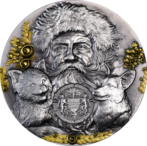 Gabon 2025 3000 Francs KRAMPUS AND SANTA CLAUS 3 Oz silver coin