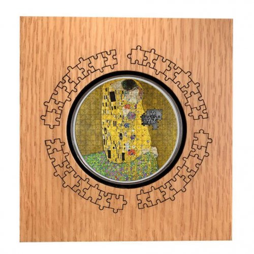 Cameroon 2019 so Puzzle Art - Gustav Klimt - The Kiss 3 Oz silver coin