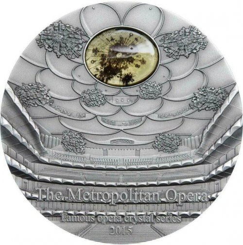 Palau 2015 $10 Famous Opera II Crystal Metropolitan 2 Oz silver coin