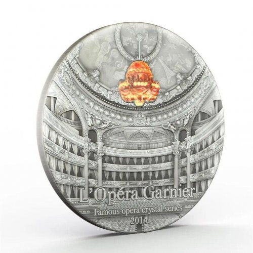 Palau 2014 10$ Famous Opera Crystal Series PARIS PALAIS GARNIER 2 Oz silver coin