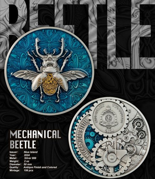 Niue 2024 2$ MECHANICAL BEETLE 2 Oz silver coin