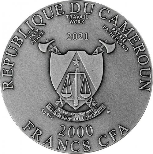 Cameroon 2021 2000 Francs - HIPPOCAMPUS- 2 Oz Silver Coin