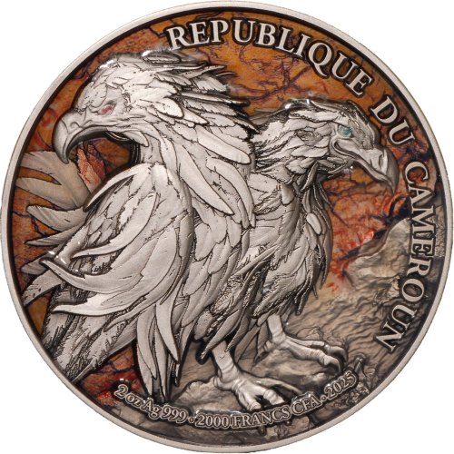 Cameroon 2025 2000 Francs TWO HEADED EAGLE 2 Oz silver coin