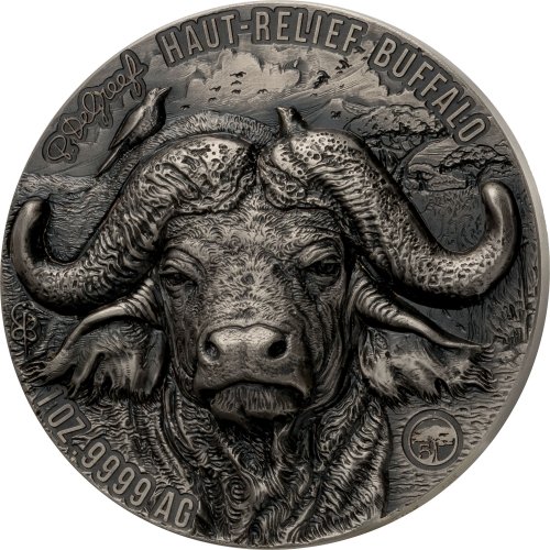 Ivory Coast 2025 Mauquoy Haut Relief - Big Five - Buffalo 1 Oz silver coin