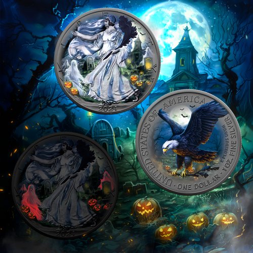 USA 2024 1$ American Eagle - Halloween Ghost Night 1 oz silver coin