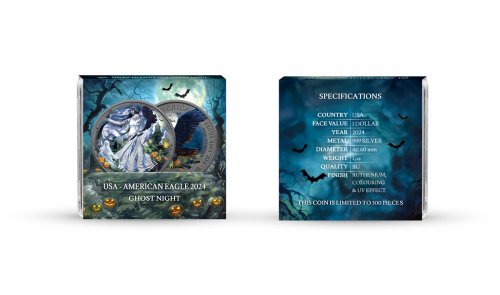 USA 2024 1$ American Eagle - Halloween Ghost Night 1 oz silver coin