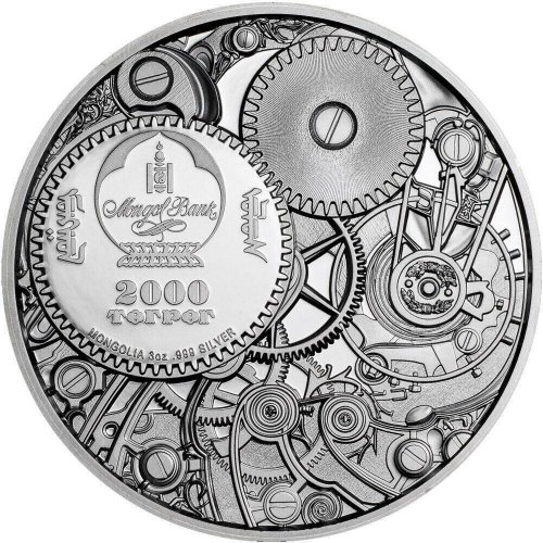 Mongolia 2021 2000Togrog MECHANICAL LADYBUG Clockwork Evolution 3 Oz Silver Coin