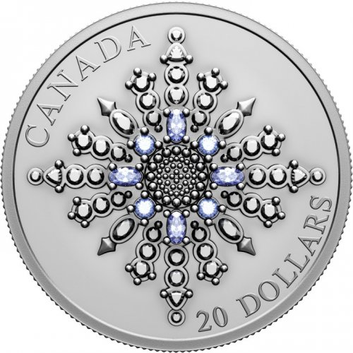 Canada 2024 20$ SAPPHIRE JUBILEE SNOWFLAKE BROOCH 1 Oz silver coin