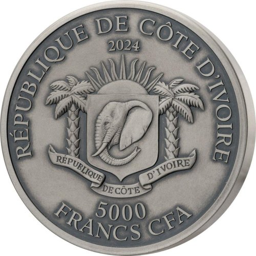 Ivory Coast 2024 5000 Francs PHILIPPINE EAGLE Big Five- 5 Oz silver coin