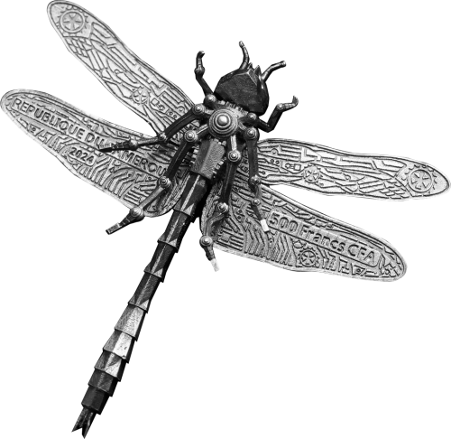 Cameroon 2024 500 Francs MECHANICAL DRAGONFLY silver coin