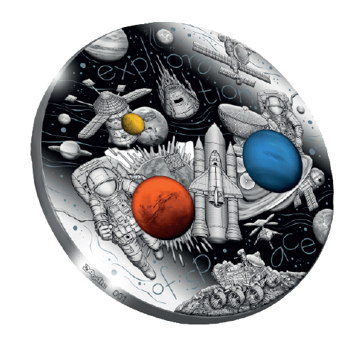 Cameroon 2022 3000 Francs EXPLORATION OF SPACE De Doodle 3 Oz Silver Coin