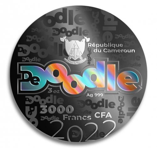 Cameroon 2022 3000 Francs EXPLORATION OF SPACE De Doodle 3 Oz Silver Coin