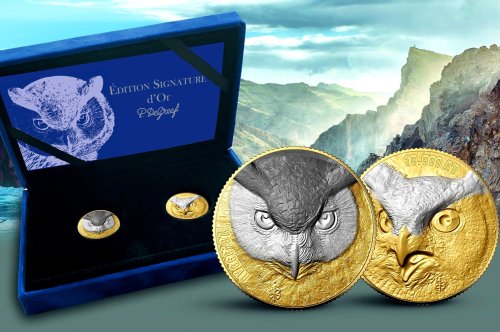 Ivory Coast 2024 100 Francs OWL Edition Signature d'Or Set 2x1g gold coins