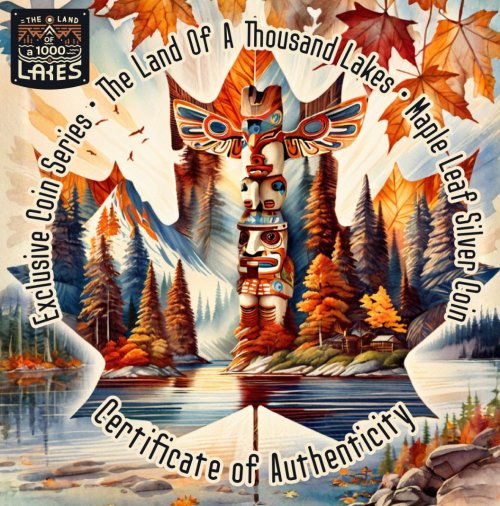 Canada 2022 5$ Maple Leaf - Totem – Land of a Thousand Lakes 1 Oz silver coin