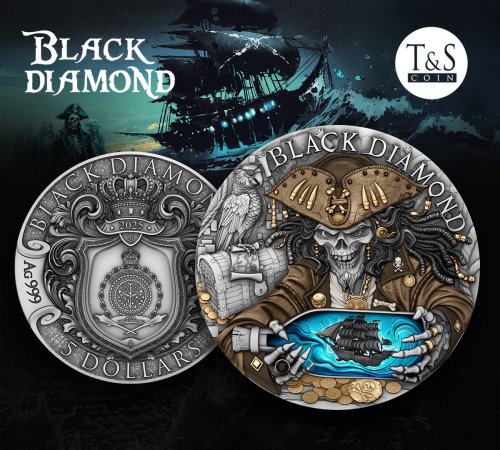 Niue 2025 5$ BLACK DIAMOND The Pirates 2 Oz silver coin