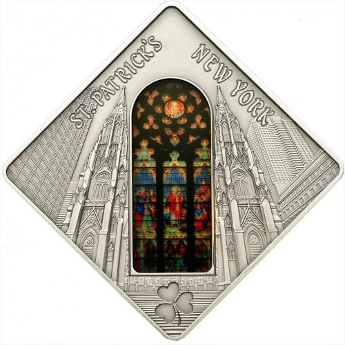 Palau 2011 10$ Sacred Art Holy Windows ST. PATRICK'S CATHEDRAL NEW YORK 50g Coin