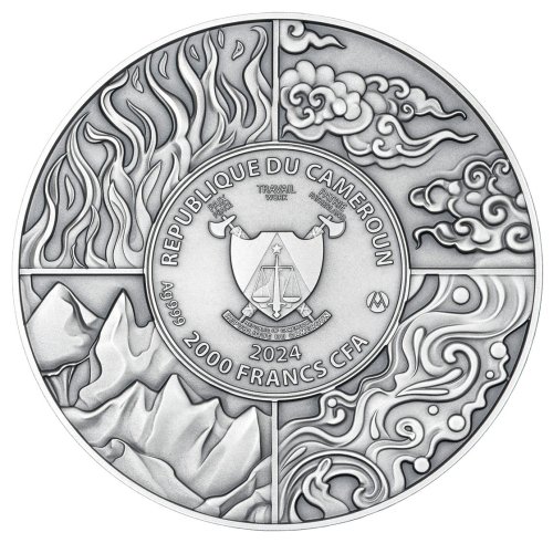 Cameroon 2024 2000 Francs SALAMANDER Four Elementals 2 Oz silver coin