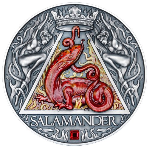 Cameroon 2024 2000 Francs SALAMANDER Four Elementals 2 Oz silver coin