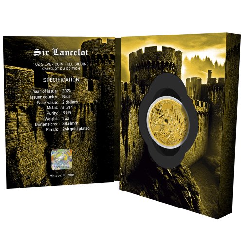 Niue 2024 2 $ SIR LANCELOT Camelot Gilded 1 Oz silver coin