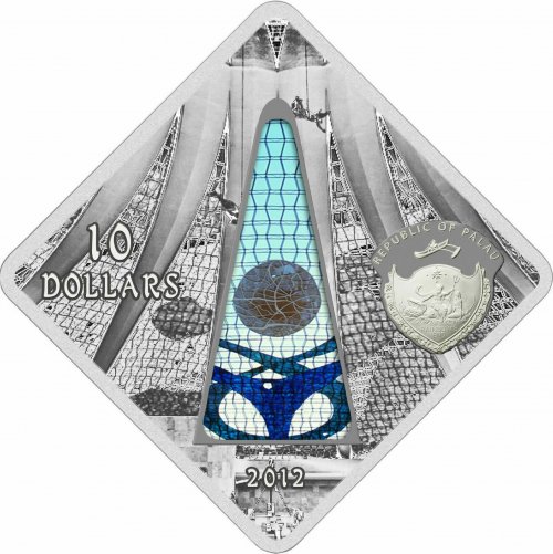 Palau 2012 10$ Sacred Art Holy Windows - BRASILIA CATHEDRAL - 50g Silver Coin