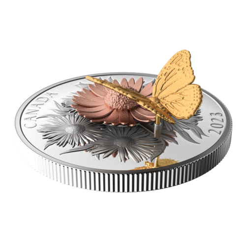 Canada 2023 50$ MONARCH AND THE BLOOM 5 Oz silver coin