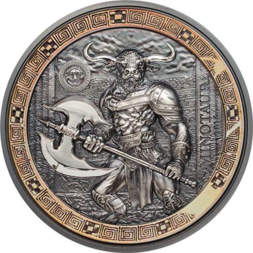 Palau 2016 10$ Mythical Creatures Minotaur 2 Oz silver 999 antique finish coin