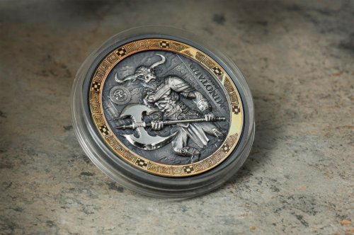 Palau 2016 10$ Mythical Creatures Minotaur 2 Oz silver 999 antique finish coin