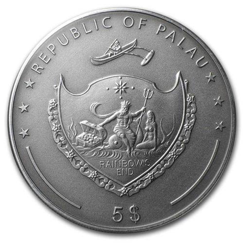 Palau 2012 5 $ Treasures of the World TOPAZ 25 g Silver Coin with Gemstone