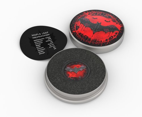 Canada 2025 5$ Maple Leaf-Red Bat 1 Oz Silver Coin with Bejeweled Insert