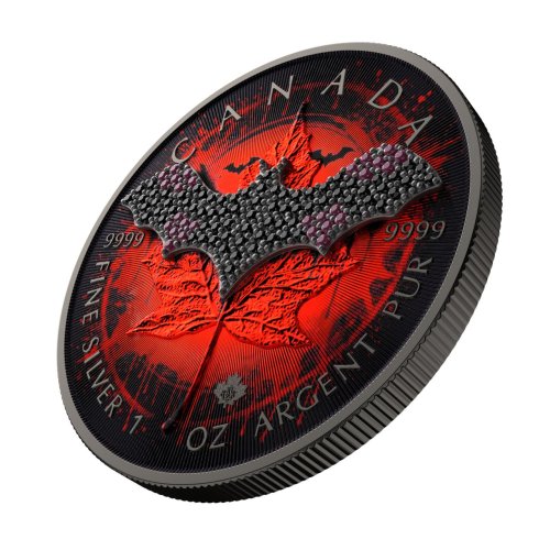 Canada 2025 5$ Maple Leaf-Red Bat 1 Oz Silver Coin with Bejeweled Insert