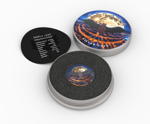 Canada 2025 5$ Maple Leaf-Dark Bat 1 Oz Silver Coin with Bejeweled Insert