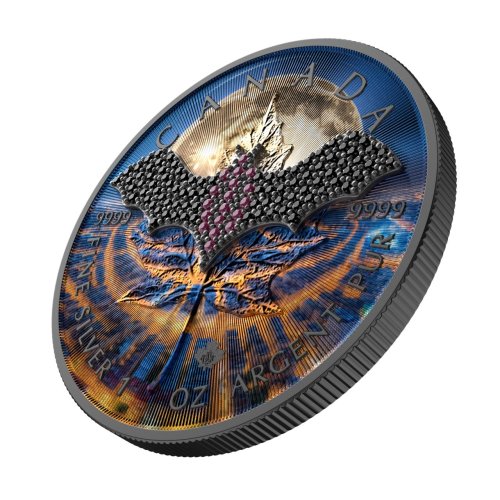 Canada 2025 5$ Maple Leaf-Dark Bat 1 Oz Silver Coin with Bejeweled Insert