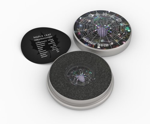 Canada 2025 5$ Maple Leaf- Dark Spider 1 Oz Silver Coin with Bejeweled Insert