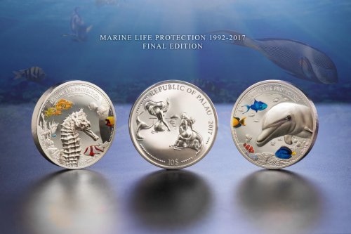 Palau 2017 2x10$ Marine Life Protection SET Dolphin and Sea Horse Silver Coin