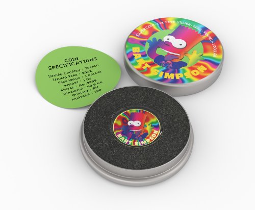 Tuvalu 2022 1$ -Bart Simpson Rainbow 1 Oz silver coin