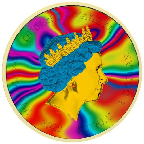 Tuvalu 2022 1$ -Bart Simpson Rainbow 1 Oz silver coin