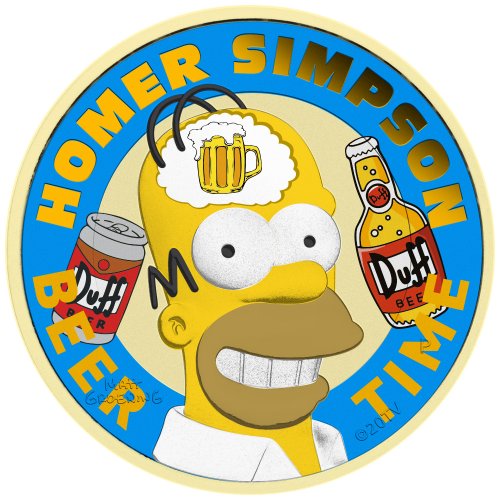 Tuvalu 2022 1$ -Homer Simpson-Beer Time 1 Oz silver coin