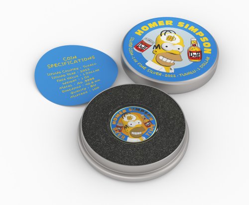 Tuvalu 2022 1$ -Homer Simpson-Beer Time 1 Oz silver coin
