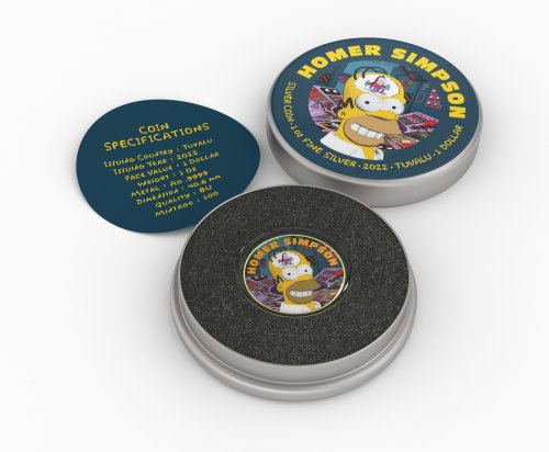 Tuvalu 2022 1$ -Homer Simpson-The Genius 1 Oz silver coin