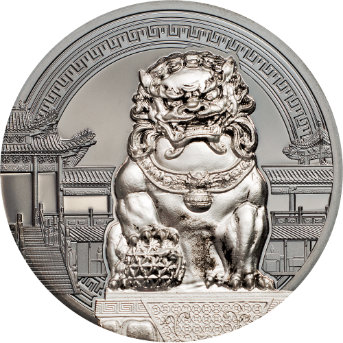 Palau 2017 10$ - CHINESE GUARDIAN LIONS 2x2 Oz silver coin